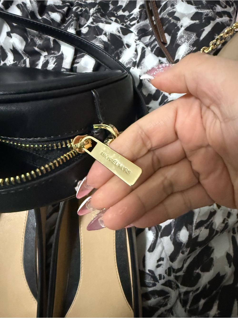 Michael Kors Black Leather Crossbody with Gold-Tone Hardware